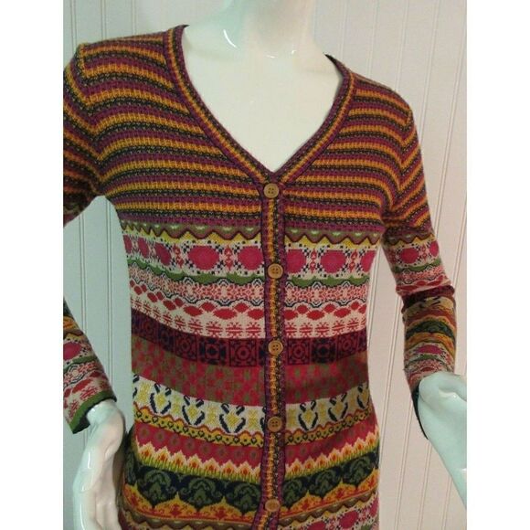 MAK B BY MAK LONG MULTI COLOR CARDIGAN SWEATER SIZE SMALL - Picture 3 of 5